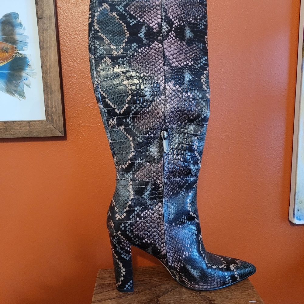 Sam Edelman knee high faux snake print boot size 7.5